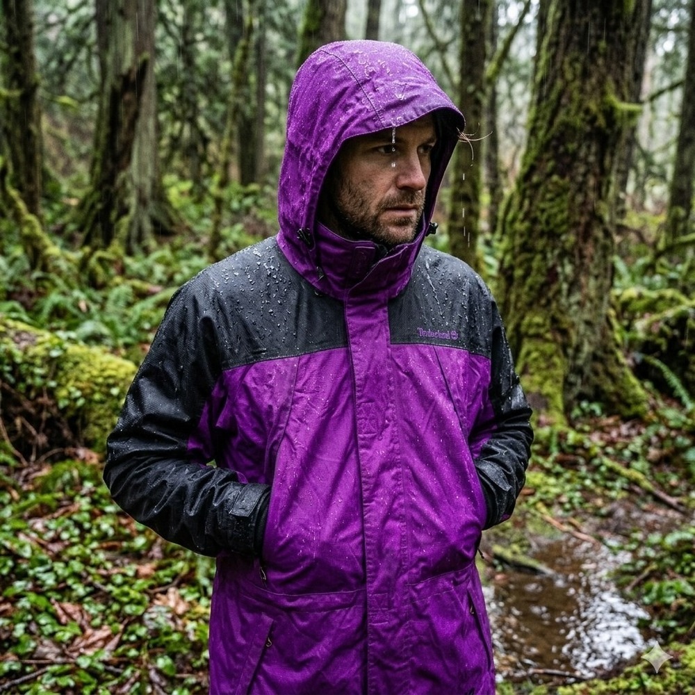 Timberland Weathergear‎ Mens XL Purple Black Colorblock Hooded Jacket Vintage
